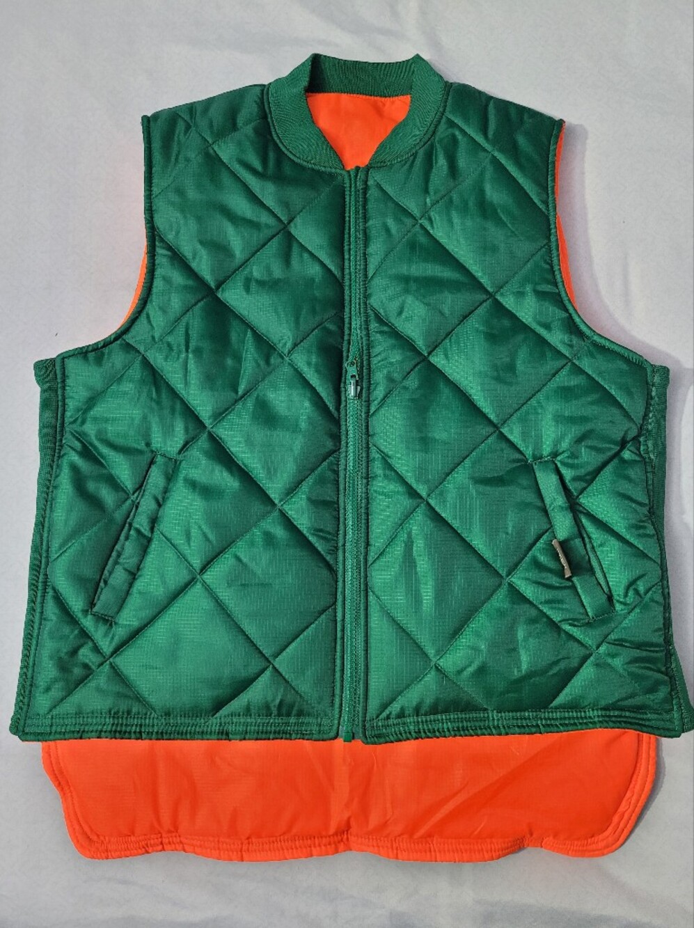 Reversible Quilted Green and Orange Huntung Vest